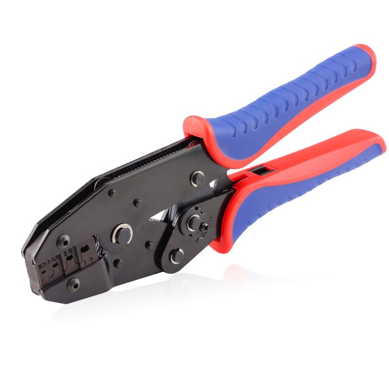 HKS Crimping Tool For Non-Insulated Open Barrel Terminals & Receptacles - Ratcheting Wire Crimpers - AWG 20-10 (0.5-6mm?) U-Shaped- Ratchet Terminal Crimper - Electrical Crimping Tool - Image 1
